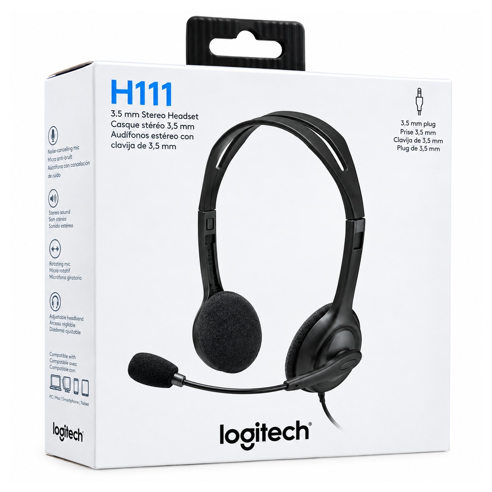 Logitech H111 Stereo Headset – Casque Stéréo avec Microphone et Jack 3,5 mm