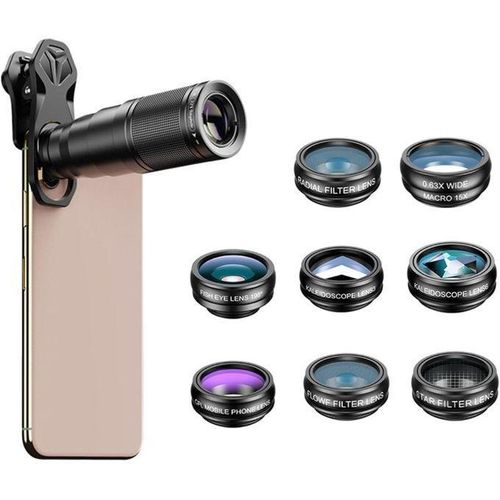 Kit d’objectifs photo Apexel 10 en 1 pour smartphone