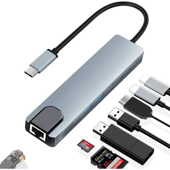 Hub USB-C 8 en 1 – Station d’accueil multiport
